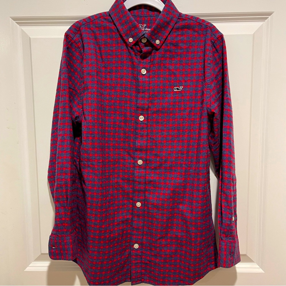 Boys Vineyard Vines Red & Grey Flannel Shirt.  Size S. Nearly new!